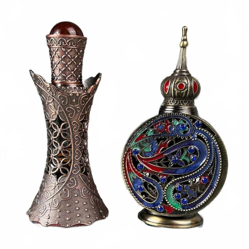 2 Middle Eastern Style Decorative Refillable Perfume Oil Serum Bottles